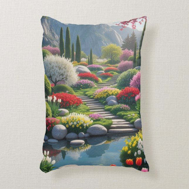 Cojín Decorativo jardín de montaña sereno (Frente (Vertical))