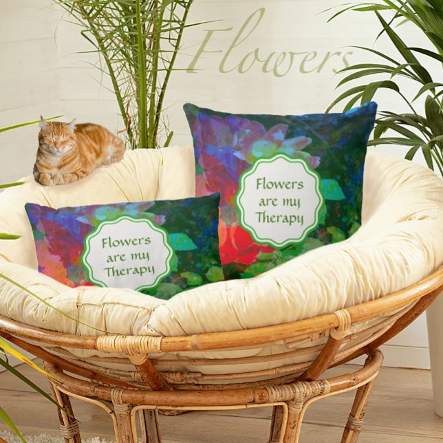 Cojín Decorativo Jardín de rosas abstracto personalizado (Are flowers your therapy? These pillows can be personalized with your own message or name.)