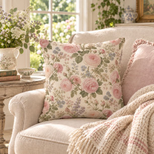 Cojín Decorativo Jardín de rosas inglés vintage Cottagecore