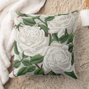 Cojín Decorativo Jardín de rosas trepadoras blancas antiguas victor