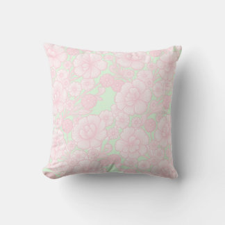Cojín Decorativo Jardín de Rubor a Menta – Floral Rosa Suave y Verd