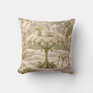 Cojín Decorativo Jardín de Té de Conejo de Mesa con Umbela de Flor 