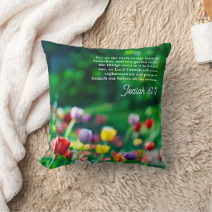 Cojín Decorativo Jardín de Tulipanes Elegantes Verso de la Escritur