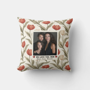 Cojín Decorativo Jardín de Tulipanes Rojos Nuevo Regalo para Mamá