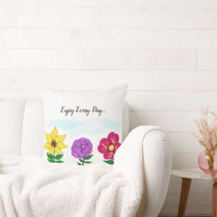 Cojín Decorativo Jardín Floral Amarillo Púrpura Rosa