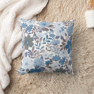 Cojín Decorativo Jardín floral cielo azul y gris en invierno