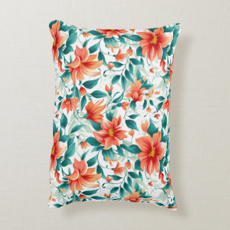 Cojín Decorativo Jardín Floral Naranja Vibrante Patrón - Té Elegant