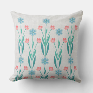 Cojín Decorativo Jardín Floral Perfecto Polvo Azul y Rosa Claro