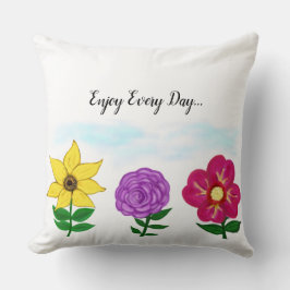 Cojín Decorativo Jardín Floral Rosa Purpura Amarillo