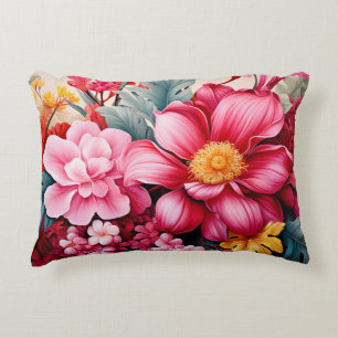 Cojín Decorativo Jardín floral tropical rosa exótico