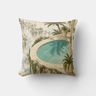 Cojín Decorativo Jardín flotante de la piscina del cielo turquesa