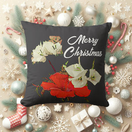 Cojín Decorativo Jardín Rojo Hibiscus Feliz Navidad Bebé Floral