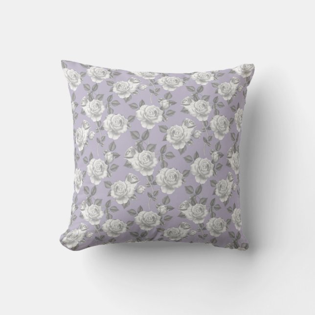 Cojín Decorativo Jardín Rosa elegante en Lavender (Anverso)