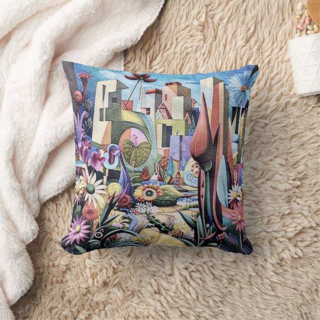 Cojín Decorativo Jardín Surreal - Diseño de Ilustracion floral 1 (Manta)