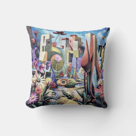 Cojín Decorativo Jardín Surreal - Diseño de Ilustracion floral 1