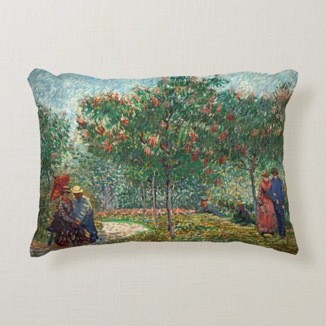 Cojín Decorativo Jardín Van Gogh en Montmartre con amantes (Anverso)