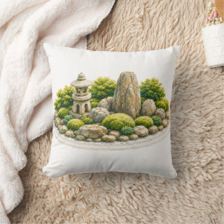 Cojín Decorativo Jardín Zen Japonés con Linterna de Piedra y Roca