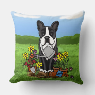 Cojín Decorativo Jardinero de flores Boston Terrier (negro) Perro l