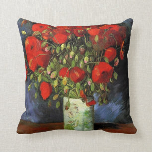 Cojín Decorativo Jarrón con amapolas rojas de Vincent van Gogh.