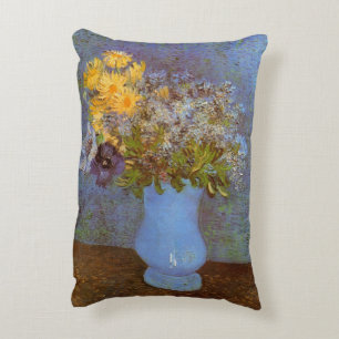 Cojín Decorativo Jarrón con lilas y margaritas por Vincent van Gogh