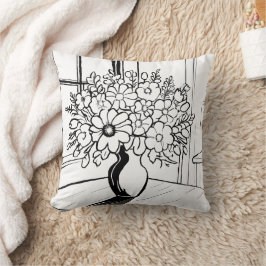 Cojín Decorativo Jarrón de flores moderno minimalista ramo