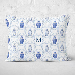 Cojín Decorativo Jarrón de jengibre con chinoiserie y cresta monogr