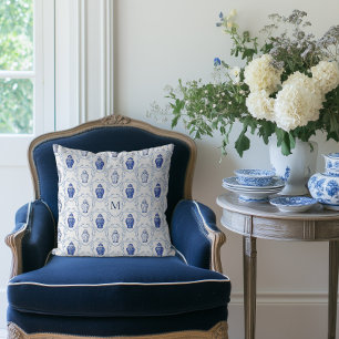Cojín Decorativo Jarrón de jengibre con cresta monogramada de chino