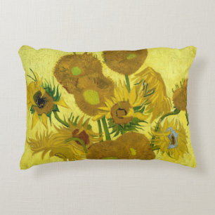 Cojín Decorativo Jarrón de Naturaleza Muerta con Quince Girasoles,
