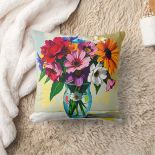 Cojín Decorativo Jarrón de Vidrio Floral Bonito