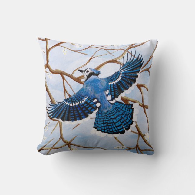 Cojín Decorativo Jay azul en llamas (Anverso)