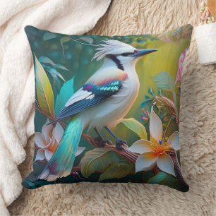 Cojín Decorativo Jay Crested Verde azulada Winged