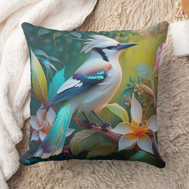 Cojín Decorativo Jay Crested Verde azulada Winged (Manta)
