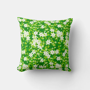 Cojín Decorativo Jazmín blanco con hojas verdes