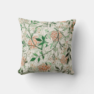 Cojín Decorativo Jazmín de William Morris Green Flor Blanca Rosa