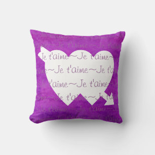 Cojín Decorativo Je t'aime white HEARTS PURPLE