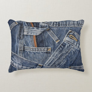 Cojín Decorativo Jeans azules denim arte abstracto