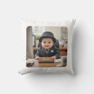 Cojín Decorativo “Jefe de bebé pequeño Camiseta divertida para ni