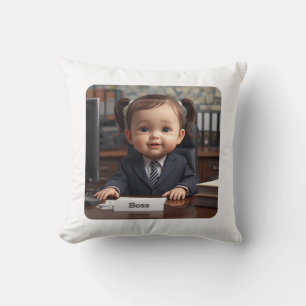Cojín Decorativo “Jefe de bebé pequeño Camiseta divertida para ni