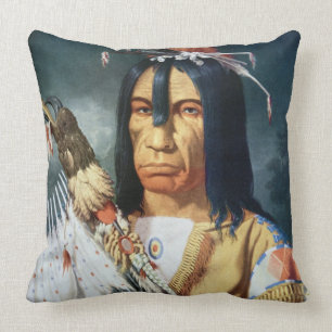Cojín Decorativo Jefe del nativo americano de la población del Cre