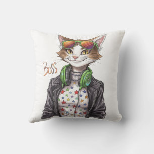 Cojín Decorativo Jefe Gato Genial – Regalo Divertido para Amantes d