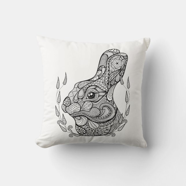 Cojín Decorativo Jefe inspirado del conejo en guirnalda (Anverso)