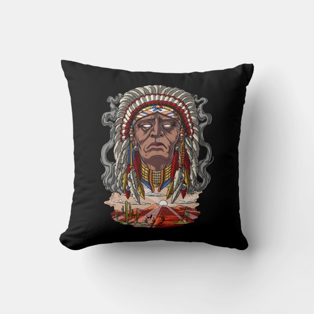 Cojín Decorativo Jefe nativo indio (Anverso)