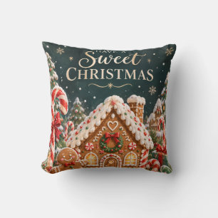 Cojín Decorativo Jengibre personalizado Navidad con dulces, pastel