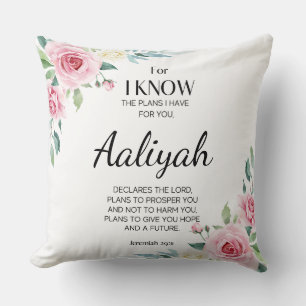Cojín Decorativo Jeremiah 29:11 Rosa Rosa Personalizada