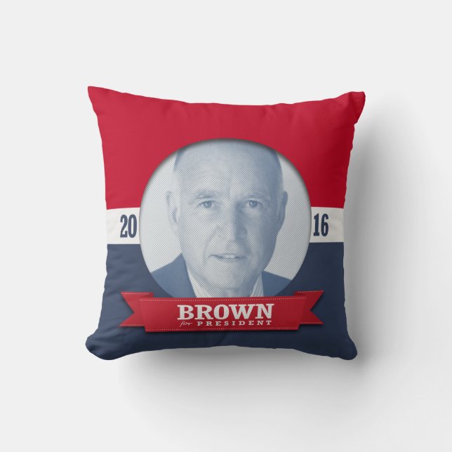 COJÍN DECORATIVO JERRY BROWN 2016 (Anverso)