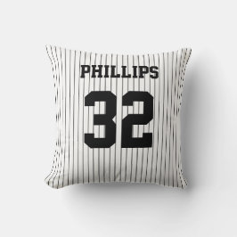Cojín Decorativo Jersey de béisbol negro con rayas y camiseta blanc