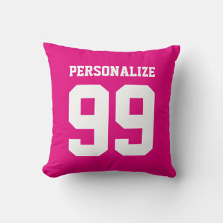 Cojín Decorativo Jersey deportivo de neón rosa personalizado número