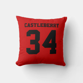 Cojín Decorativo Jersey Deportivo Doble Cara Negro y Rojo