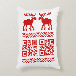 Cojín Decorativo Jersey Feo de Navidad Código QR ¡Feliz Año Nuevo !
