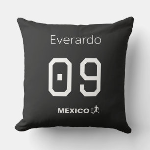 Cojín Decorativo Jersey negro personalizado de fútbol de México